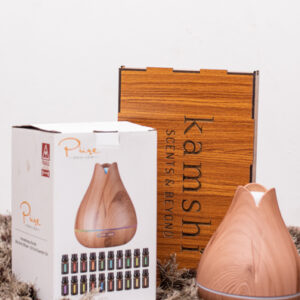 Diffuser Aromatherapy Essential Oil Wood Grain Aroma Humidifier Machine Timer Adjustable Mist 7 Color Lights Home, Spa, Bedroom, Yoga 400Ml,A